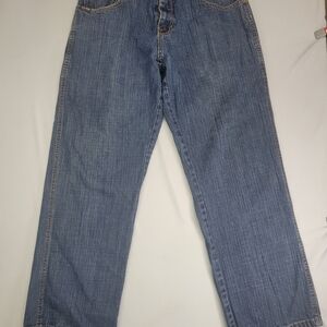 5ive Jungle & Co Mens Embroidered Raw Indigo Blue Jeans Size 34